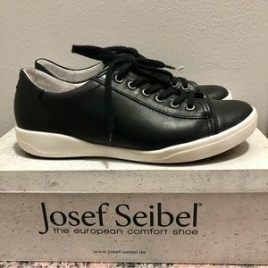 Josef Seibel Women’s Black Leather Sneakers - Size 38